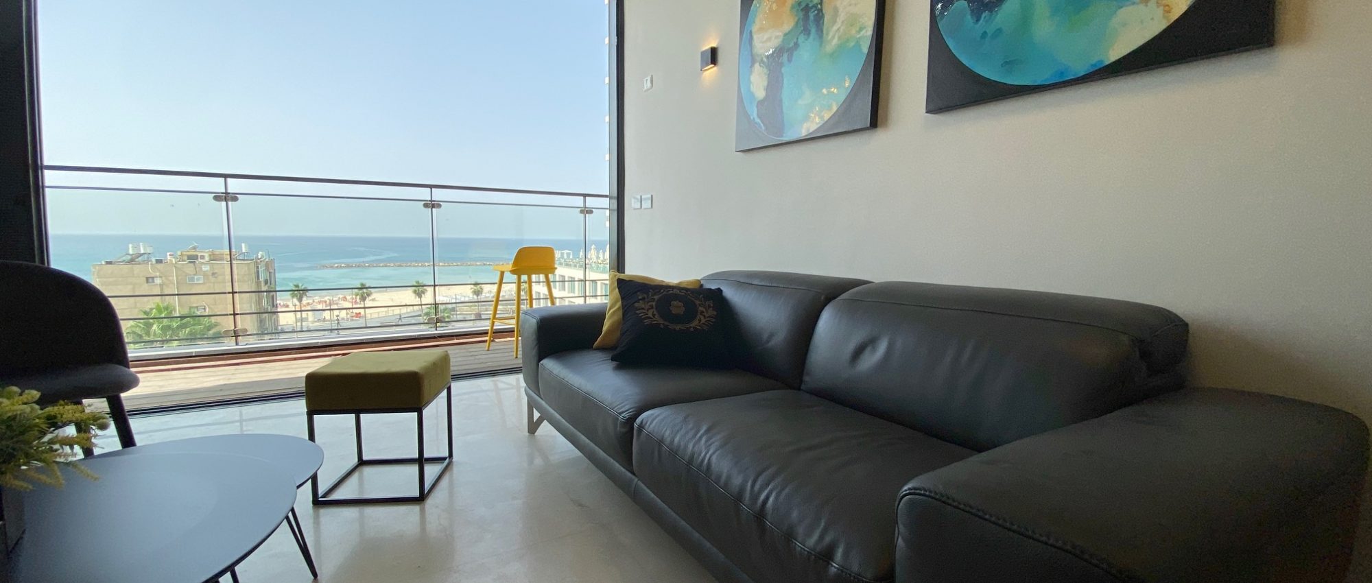 Fully Furnished 3 Bedroom Apartment for Mid-Term Rent on HaYarkon Street with Full Sea View